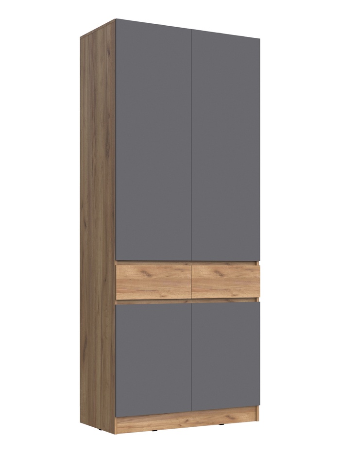 УЦЕНКА Шкаф двухстворчатый Роджина, 1000х520х2400, Дуб крафт/Графит - Фото 1