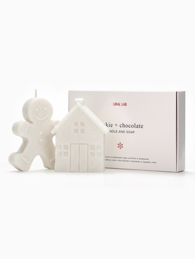 Подарочный набор новогодний, фигурное мыло, фигурная свеча, URAL LAB (комплект 2 шт)