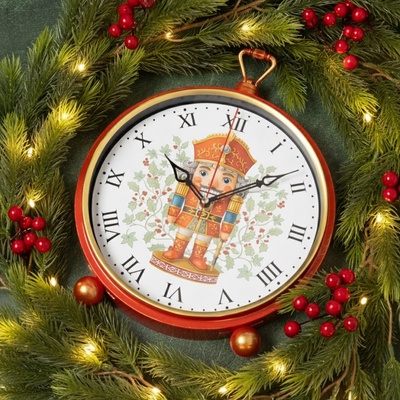 Часы настенные интерьерные «Щелкунчик», настольные, бесшумные, плавный ход, 26×32 см, красные