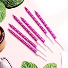 УЦЕНКА Свечи в торт витые с подставкой, 6 шт, 11 см, фиолетовый 10975073