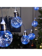 УЦЕНКА Гирлянда «Нить» 3 м с насадками «Лампочки шары», IP20, прозрачная нить, 80 LED, свечение синее, 8 режимов, 220 В - Фото 6