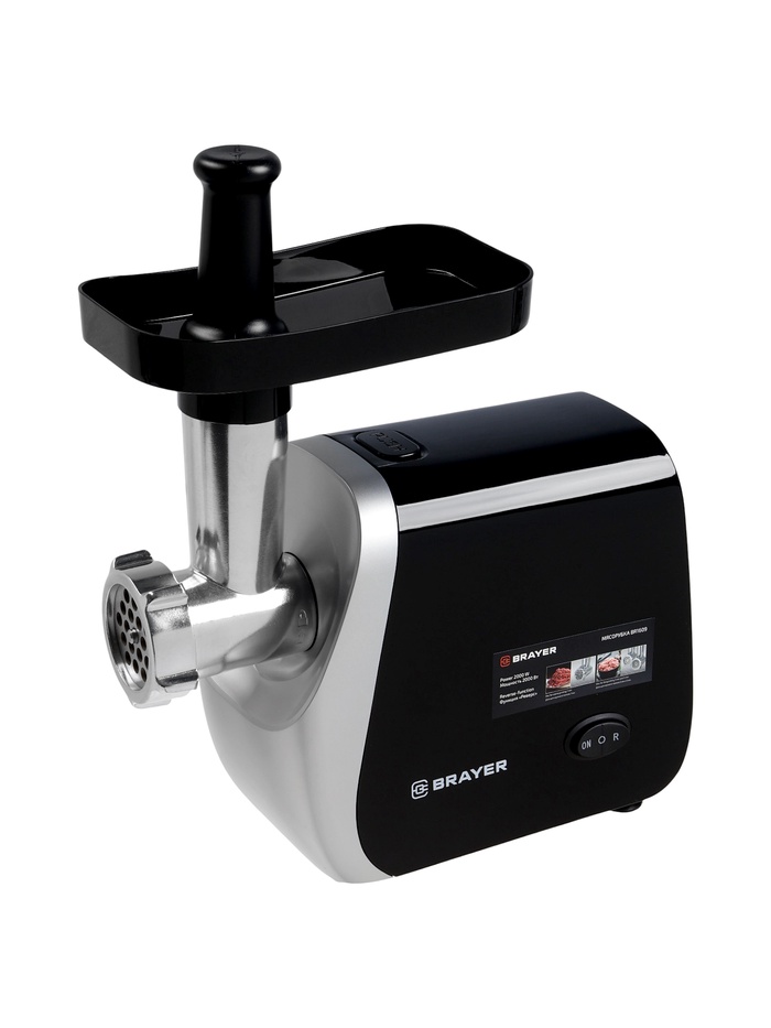 Мясорубка BRAYER 1609BR, электрическая, 2000 Вт, реверс, 3 диска, 3 насадки, 2 кг/мин - Фото 1