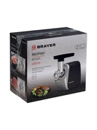 Мясорубка BRAYER 1609BR, электрическая, 2000 Вт, реверс, 3 диска, 3 насадки, 2 кг/мин - фото 23600483