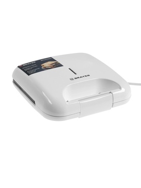 Сэндвичница BRAYER 2203BR-WH, 750 Вт, 22×12 см, антипригарное покрытие, белая