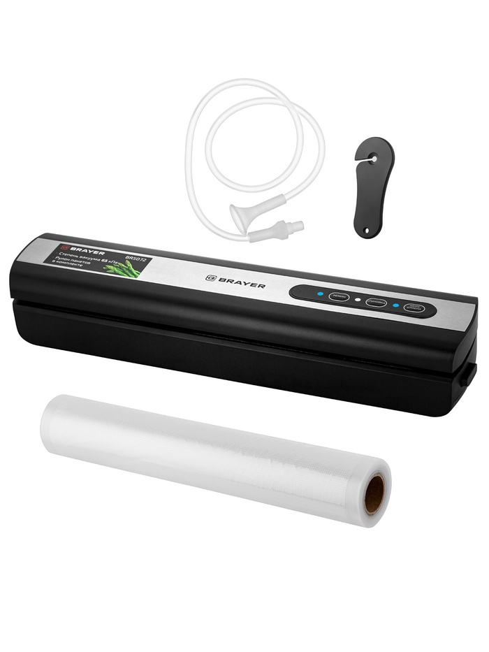 Вакууматор BRAYER 5072BR, 120 Вт, 3 л/мин, 0.65 бар, ширина пакета 29 см, чёрный - фото 51881694