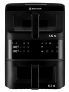 Аэрогриль BRAYER 2048BR, 2500 Вт, 2 чаши, 10 программ, 200°С, LED-дисплей, таймер, решётка 10969273
