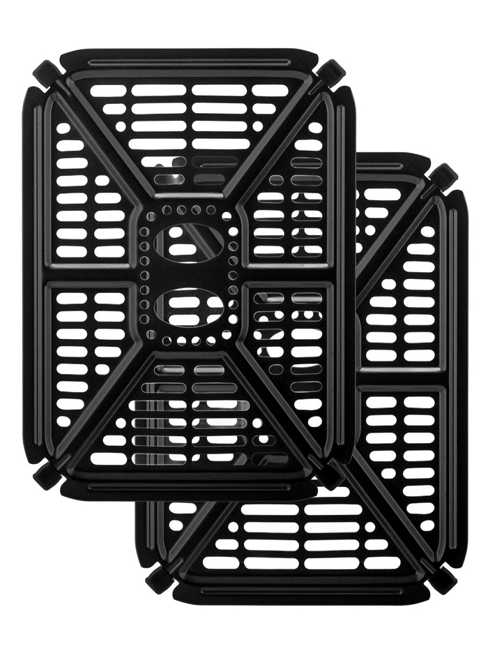 Аэрогриль BRAYER BR2050, 2200 Вт, 2 чаши по 5 л, 8 программ, до 200°С, LED-дисплей, таймер, решётка - фото 51881714