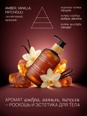 Подарочный набор гель для душа и лосьон, 2 шт х 250 мл, с ароматом амбры, ванили и пачули, laPOETIQUE