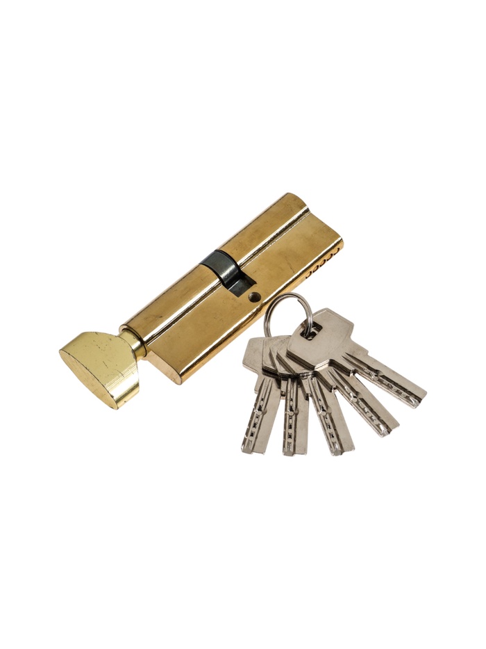 УЦЕНКА Цилиндровый механизм, 90 мм, с вертушкой, перфор. ключ, 5 ключей, цвет золото - Фото 1