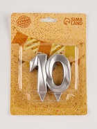 УЦЕНКА Свеча в торт юбилейная «Грань», цифра 10, серебро - Фото 4