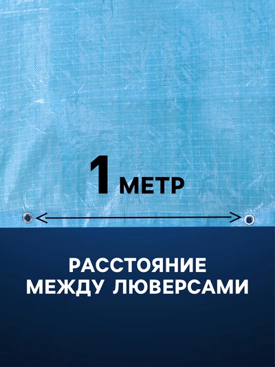 Тент защитный, 4×8 м, плотность 75 г/м², УФ, люверсы шаг 1 м, голубой