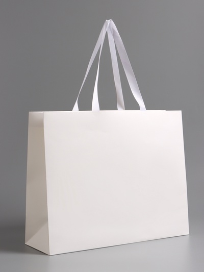 Пакет подарочный ламинированный горизонтальный «Белый», 40×32×13 см