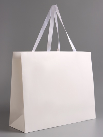 Пакет подарочный ламинированный горизонтальный «Белый», 48×39×16 см