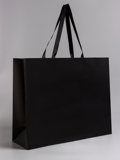 Пакет подарочный ламинированный горизонтальный «Черный», 48×39×16 см