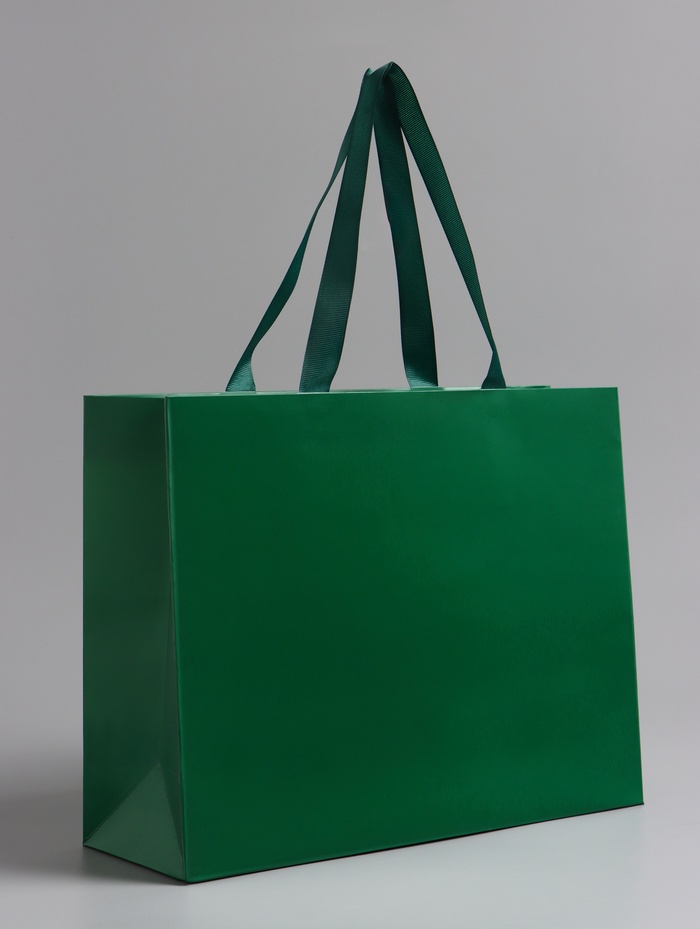 Пакет подарочный ламинированный горизонтальный «Изумрудный», 32×25×11 см - Фото 1
