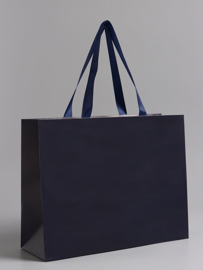 Пакет подарочный ламинированный горизонтальный «Синий», 32×25×11 см - Фото 1