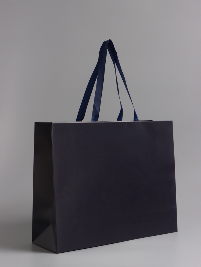 Пакет подарочный ламинированный горизонтальный «Синий», 40×32×13 см - Фото 1