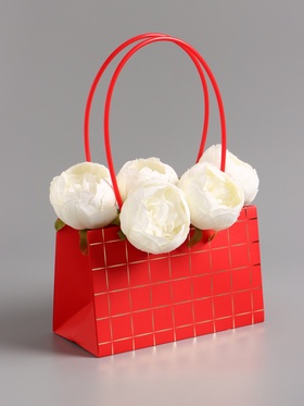 Сумка для цветов влагостойкая, красная 22x10.5x13.5±5% см 10946762