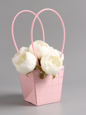 Сумка для цветов розовая влагостойкая, 13x9.5x13±5% см 10946764