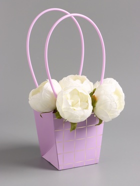 Сумка для цветов лиловая влагостойкая, 13x9.5x13±5% см 10946765