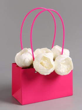 Сумка переноска для цветов, влагостойкая, фуксия, 22?10.5?13.5 см (комплект 10 шт)