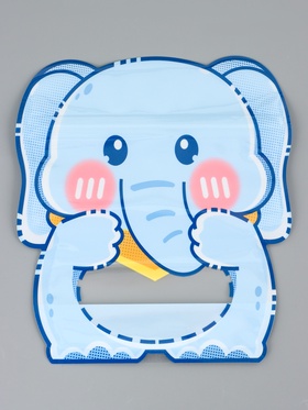 Пакет подарочный, с zip-lock застежкой «Слоник», с окном, голубой, фигурный, 17×20+3 см 10947524