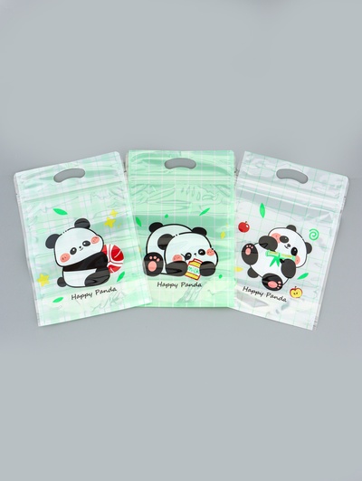 Пакет подарочный, с zip-lock застежкой, «Счастливая панда», 15×23±1 см МИКС
