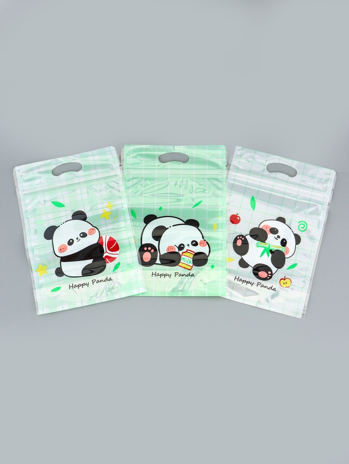 Пакет подарочный, с zip-lock застежкой, «Счастливая панда», 15×23±1 см МИКС - Фото 1