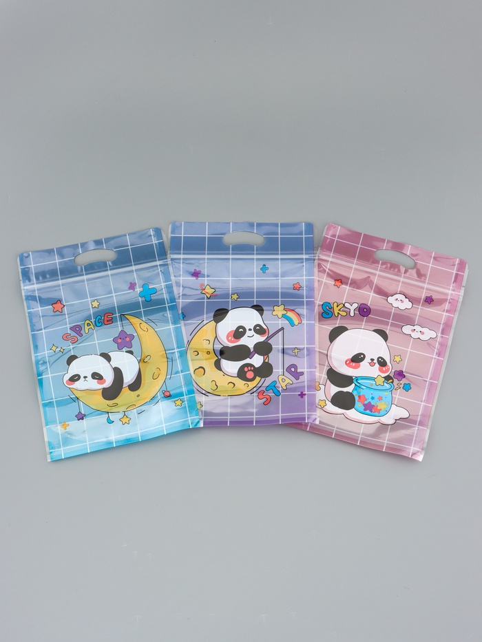 Пакет подарочный, с zip-lock застежкой, «Панда на луне», 15×23±1 см МИКС - Фото 1