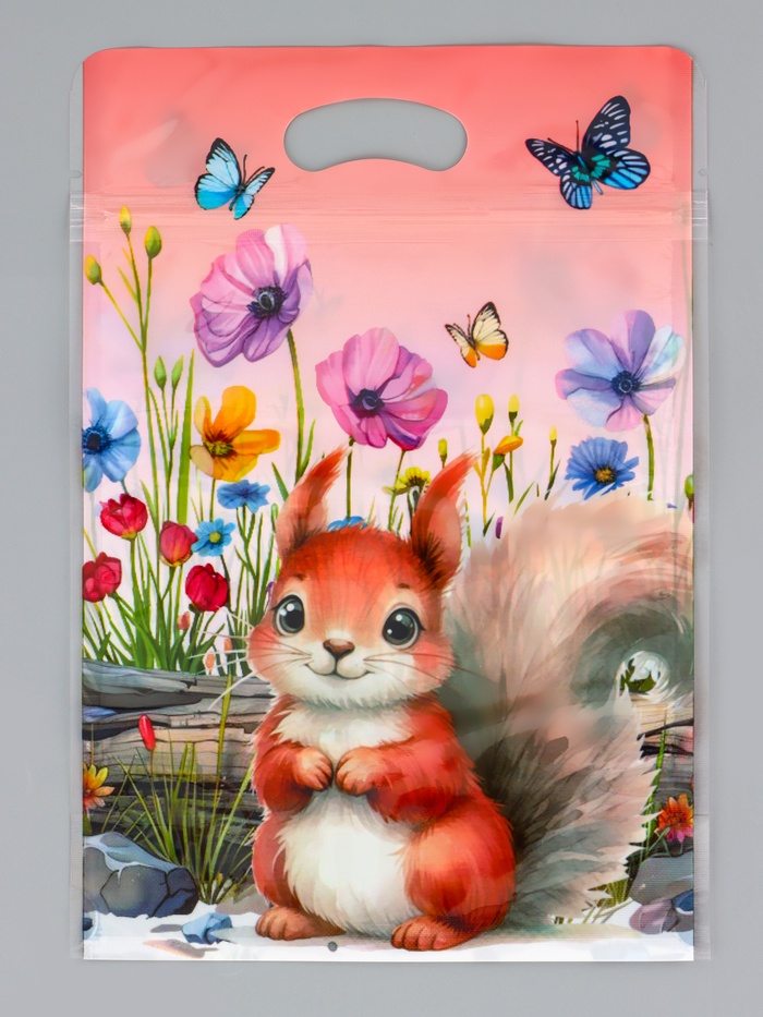 Пакет подарочный, с zip-lock застежкой «Белочка», 15×23±1 см - Фото 1