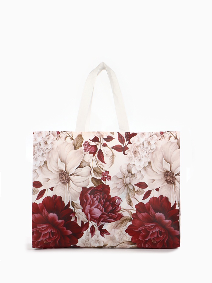 Сумка для покупок «Пионы», многоразовая, бордовая - Фото 1