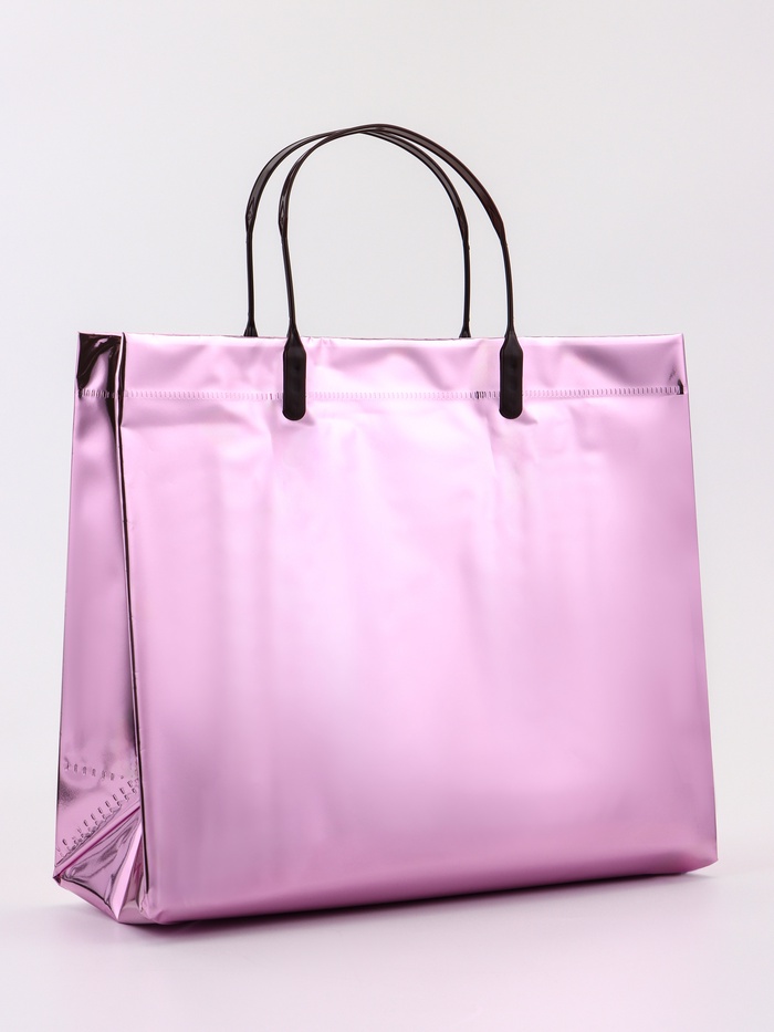 Пакет подарочный ПВХ, голография, розовый, пластиковая ручка, 26×22.5×10 см - Фото 1