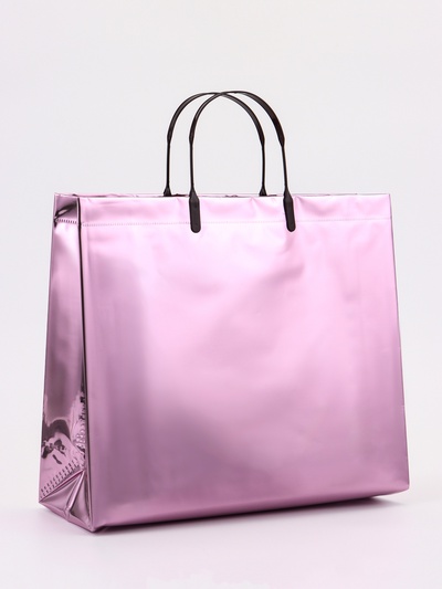 Пакет подарочный ПВХ, голография, розовый, пластиковая ручка, 32×28×11 см