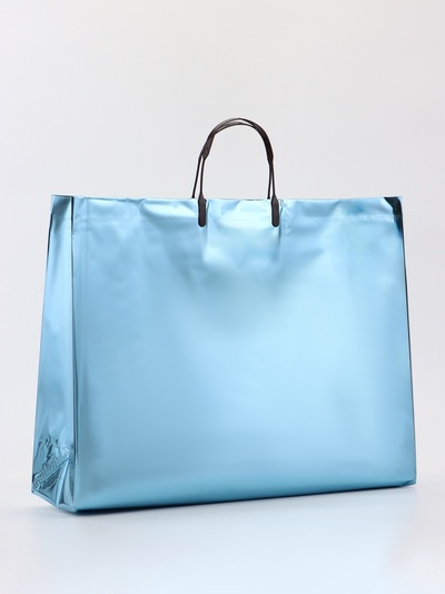 Пакет подарочный ПВХ, голография, голубой, пластиковая ручка, 44×33×12 см