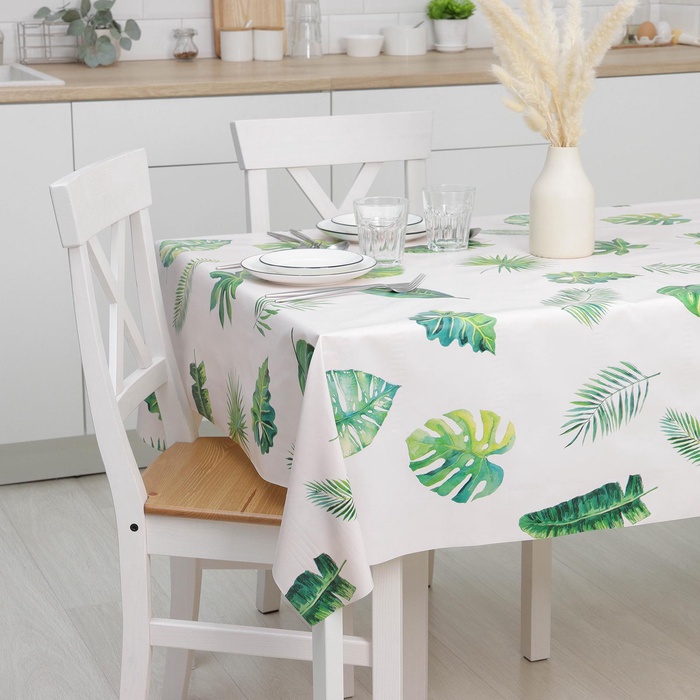 УЦЕНКА Клеёнка на стол на тканевой основе Доляна «Тропики», рулон 18 метров, ширина 137 см - Фото 1