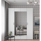 УЦЕНКА Шкаф четырехстворчатый с зеркалами Горизонт, 1800×570×2072, Белый/Белый - Фото 1