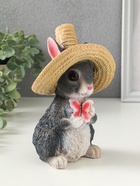 Копилка "Зайчик в шляпе с бабочкой" 19х13х12 см, серый - фото 23600802