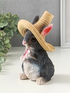 Копилка "Зайчик в шляпе с бабочкой" 19х13х12 см, серый - фото 23600804