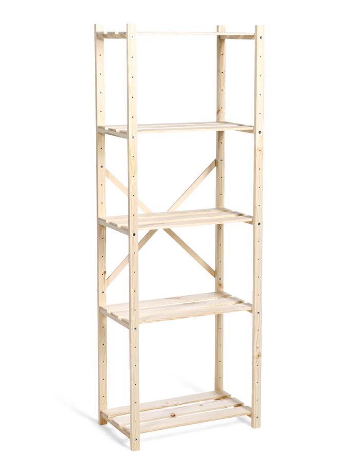 Стеллаж деревянный, 5 полок 142×50×28 см, напольный, с регулируемыми полками - Фото 1