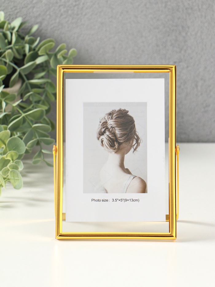 Фоторамка для фото 10×15 см «Лофт», золото гальваника, металл, 1.2×11.5×16 см - Фото 1