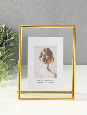 Фоторамка металл на 1 фото 15х20 см "Лофт" золото гальваника 1,2х16,5х21,8 см