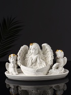 УЦЕНКА Набор фигур «Ангелы на подносе» 5 шт., 23.5×13×12 см, белый - Фото 1