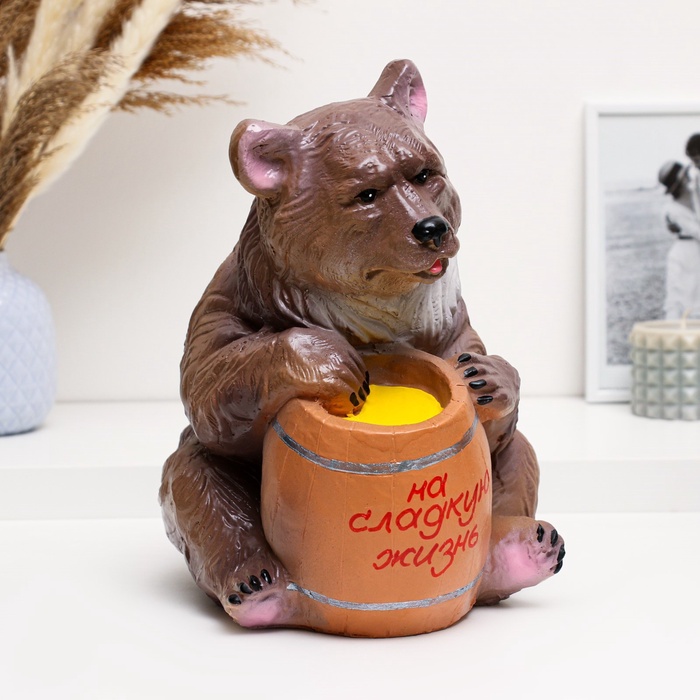 УЦЕНКА Копилка «Медведь с бочонком» 20×25×29 см - Фото 1