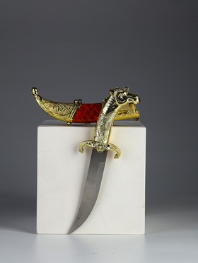 Сув. изделие нож, ножны серебро с красным, клинок 22 см, лезвие 12 см 10976723