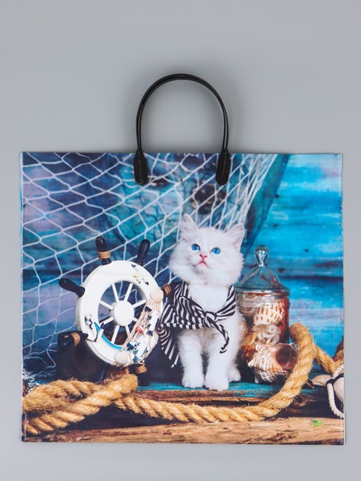 Пакет «Матроскин», полиэтиленовый с пластиковой ручкой, 38×34 + 3 см, 90 мкм