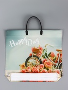 Пакет «Счастливый день», полиэтиленовый с пластиковой ручкой, 38×34 + 3 см, 90 мкм - фото 120368995