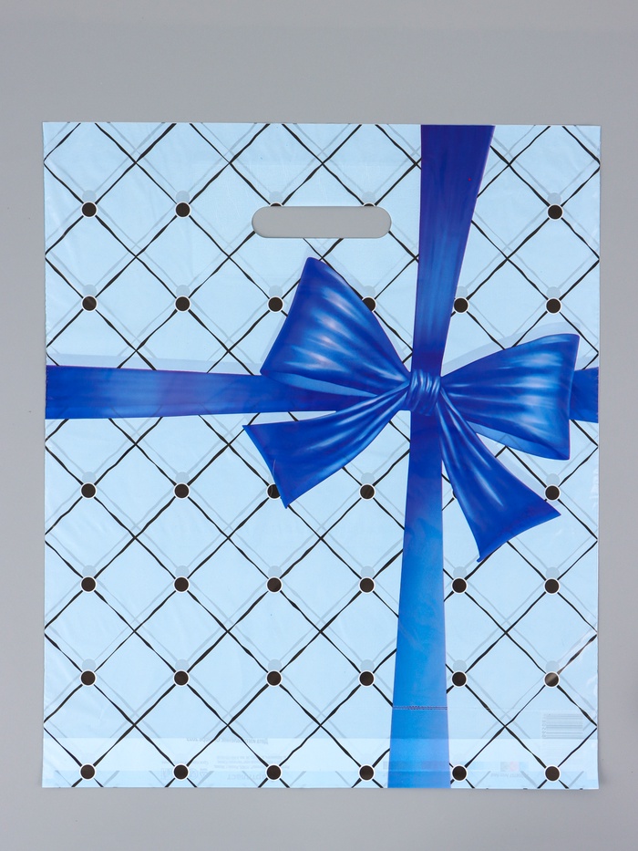 Пакет «Синий бант», полиэтиленовый с вырубной ручкой, 36×43 + 3 см, 35 мкм - Фото 1