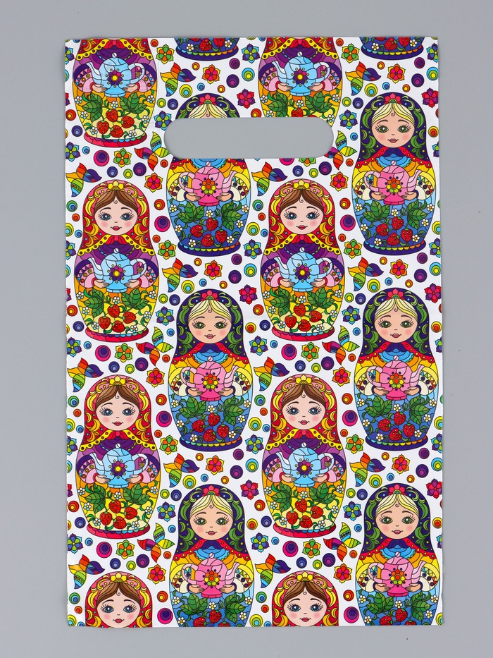 Пакет «Матрешка», полиэтиленовый с вырубной ручкой, 20×30 см, 30 мкм - Фото 1