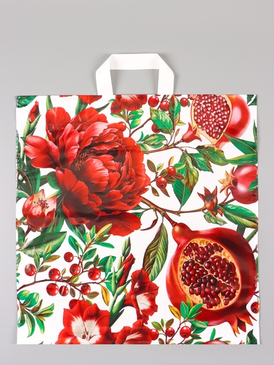 Пакет «Цветок Граната», полиэтиленовый с петлевой ручкой, 45×45 + 3 см, 60 мкм