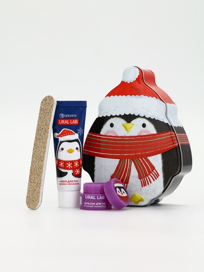 Подарочный набор новогодний Let it Snow, бальзам для губ, крем для рук и пилочка, URAL LAB